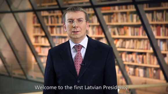 Minister of Foreign Affairs Edgars Rinkēvičs welcomes to the Latvian Presidency