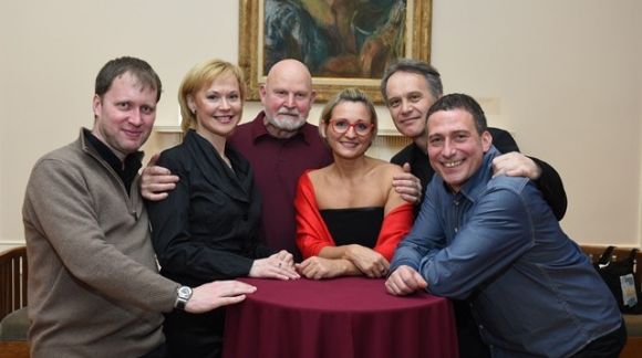 From left to right: Sandis Šteinbergs (violin), Dita Krenberga (flute), composer Pēteris Vasks, Ilze Kļava (alto), Jānis Maļeckis (piano), Reinis Birznieks (cello). Photo: Embassy of Latvia to the USA