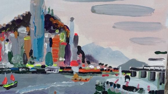 Kristaps Zariņš. Darbs, kas tapis mākslas projektā „World Cities. Live Paintings” Honkongā (2014)