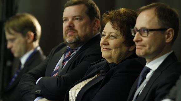 Left to right: Andis Kudors, Member of  the board of Centre for East European Policy Studies; Laimdota Straujuma, Prime Minister of the Republic of Latvia and Andris Sprūds, Director of Latvian Institute of International Affairs.Photo: EU2015.LV