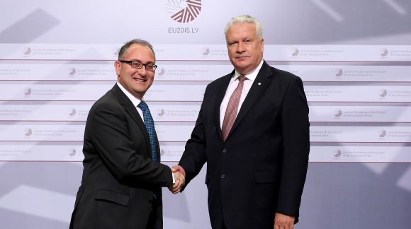 From left to right: Mr Roderick Galdes, Parliamentary Secretary for Agriculture, Fisheries & Animal Rights of Malta; Mr Jānis Dūklavs, Minister for Agriculture of Latvia. Photo: EU2015.LV