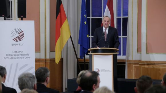 Der Staatspräsident Lettlands Andris Bērziņš im Eröffnungskonzert der lettischen EU Ratspräsidentschaft in Berlin. Foto: Kanzlei des Staatspräsidenten