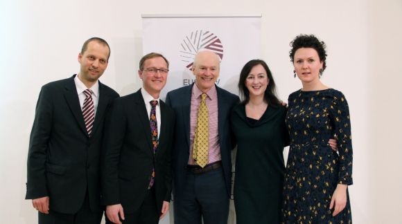 From left to right: Permanent Representative of Latvia to the UN Jānis Mažeiks, Latvia’s ambassador to the U.S. Andris Razāns, Board President of “Art in General” Robert Ferguson, Executive Director of “Art in General” Anne Barlow and the founder of kim? Contemporary Art Centre Zane Čulkstēna. Photo: Art in General